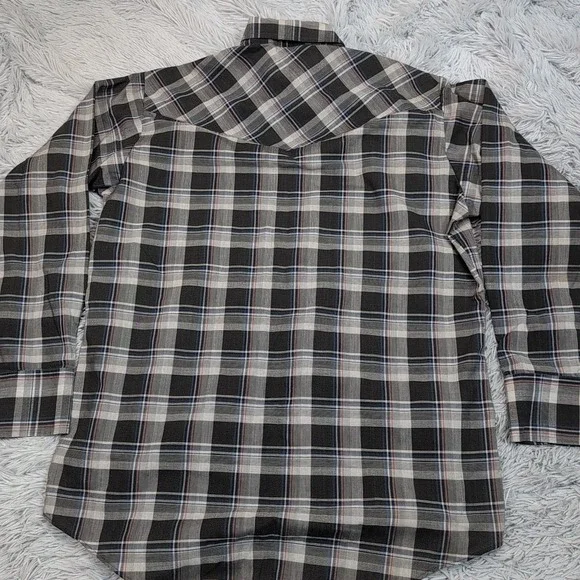 Vintage Ely Cattleman Shirt Mens L Gray Western Pearl Snap Rancher Rodeo Chore - Picture 2 of 10